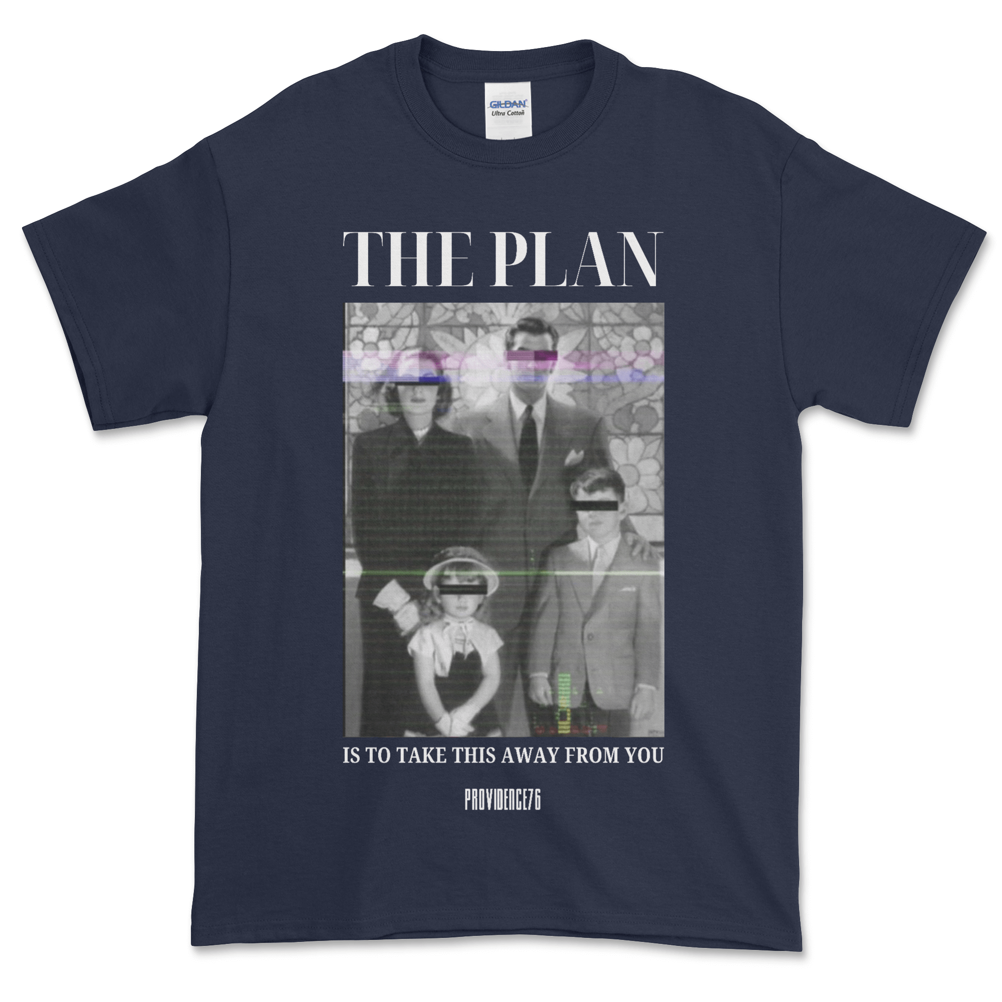 Navy blue Nuclear Family Tshirt with vintage family graphic, text 