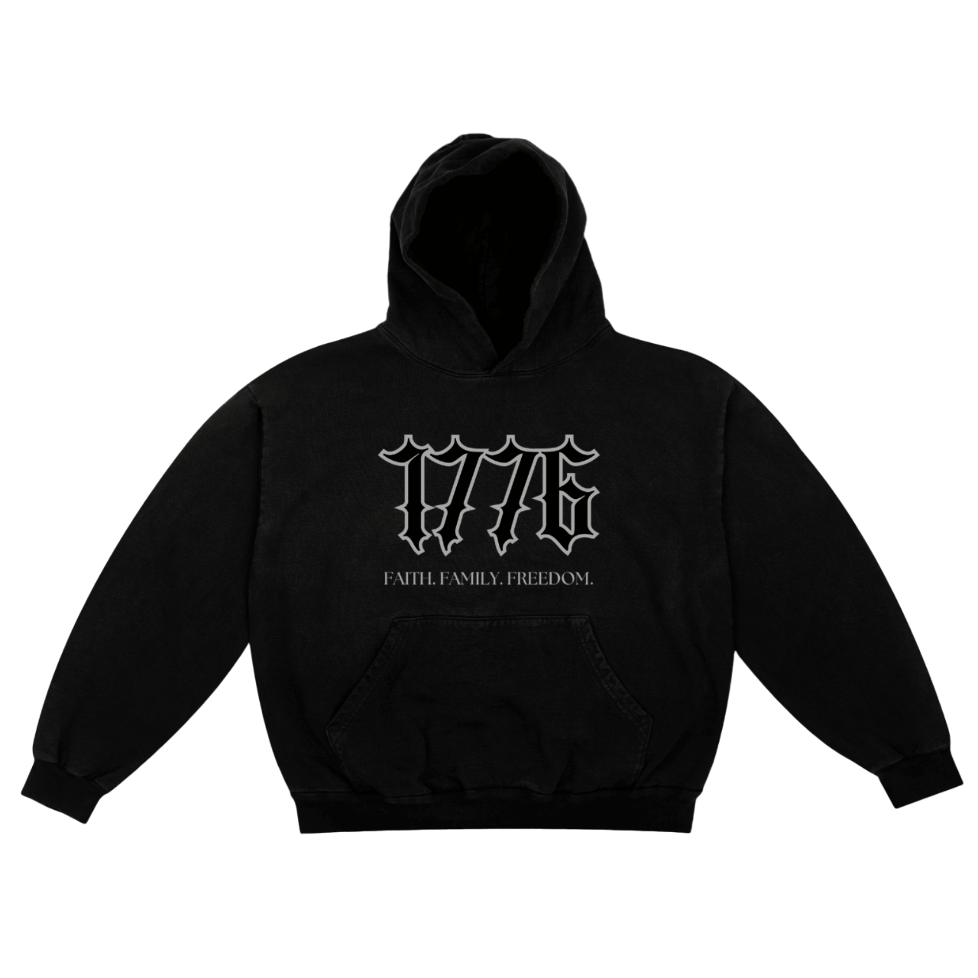 Black 1776 American Patriotic Hoodie with 